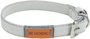 Halsb. Be Nordic Skinn L 50-56cm/25mm Lysegrå