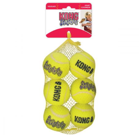 KONG Leke SqueakAir Balls 6p Gul M 6cm