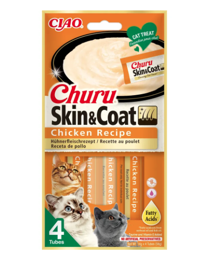 Churu kylling med skinn og pels 4 stk