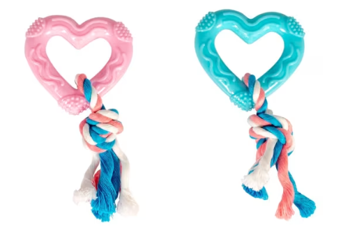 Hundeleke TPR Gummi Puppy Hjerte M/Tau 14cm