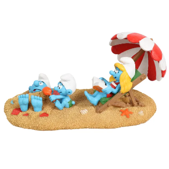Akv. Pynt  Smurfs Beach Smurfette & Baby Smurf 22,4x11,7x11,3cm