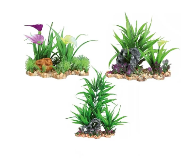 Akv. Pynt Plastikk Planter i Grus 13cm