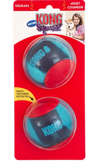 Hundeleke KONG Squeezz Action Ball L 2pk