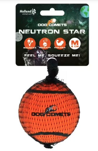 Dog Comets Neutron Star Tennis Ball With Squeaker Orange