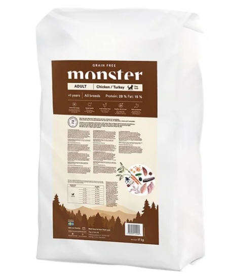 Monster Dog Adult Grain Free All Breed Kylling & Kalkun 17kg