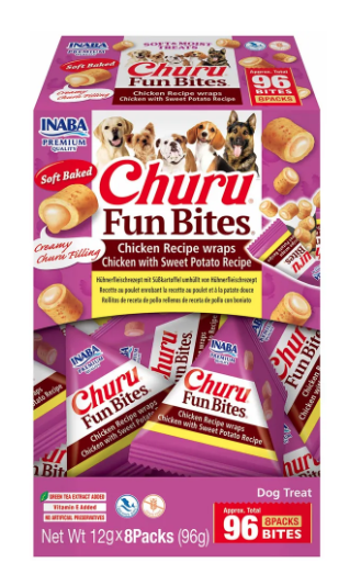 Churu Dog Fun Bites Kylling med søtpotet 8pk 96Bites