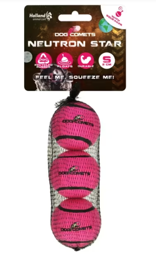 Dog Comets Neutron Star Tennis Ball With Squeaker S Pink (3-pack)