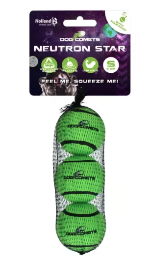 Dog Comets Neutron Star Tennis Ball With Squeaker S Green (3-pack)