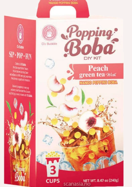 O's Bubble Popping Boba DIY Kit - Peach Green Tea 240g