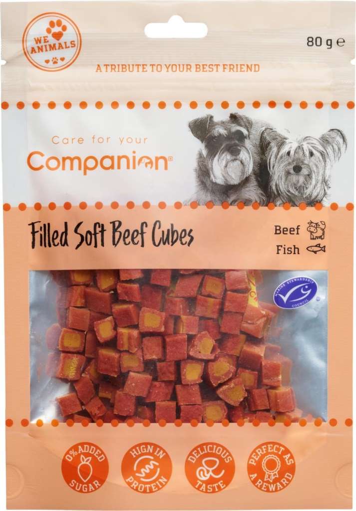 Companion Soft beef cubes, biff fylt med laks og torsk 80g